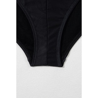 Black Petal Print Crisscross Back Spaghetti Straps Swimsuit - S thumbnail