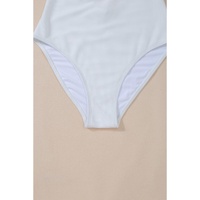 White Asymmetric Ruffle Trim Tie Waist One Piece Swimsuit - XL thumbnail
