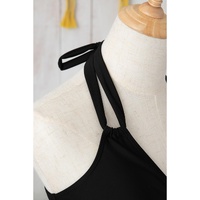 Black Halter Mesh Insert Cross Front One-Piece Swimsuit - S thumbnail