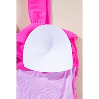 Bright Pink Cut out Twist Bowknot Backless One Piece Swimsuit - M thumbnail
