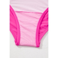 Rose Red Square Neck Knotted Shoulder Open Back One Piece Swimsuit - M thumbnail