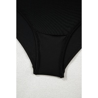 Black Sleeveless Strappy Halter Neck Sexy One Piece Swimsuit - L thumbnail