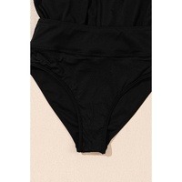 Black Solid Color High Waist Wide Leg Swim Bottom - M thumbnail