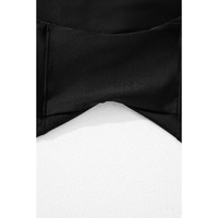 Black Solid Pocketed Crossover High Waist Swim Skort - S thumbnail