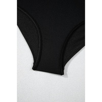 Black Drawstring Ruched High Waist Loose Swim Shorts - L thumbnail