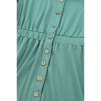 Green Button Up High Waist Long Sleeve Dress - XL thumbnail