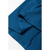 Peacock Blue Short Sleeve Shirred High Waist V Neck Maxi Dress - M thumbnail