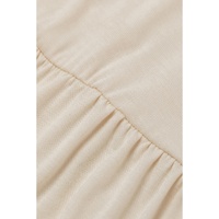 Beige Embellished Puff Sleeve Tiered A-line Dress - L thumbnail