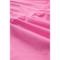 Strawberry Pink Asymmetric Puff Sleeve Smocked Bodice Tiered Midi Dress - L thumbnail