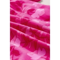 Rose Red Floral Print Pleated Drawstring Flowy Midi Dress - XL thumbnail