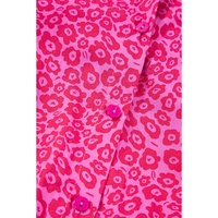 Rose Red Flower Mock Neck Puff Sleeve Tiered Maxi Dress - M thumbnail