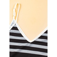 Multicolour Mixed Stripes Spaghetti Straps V Neck Maxi Dress - L thumbnail