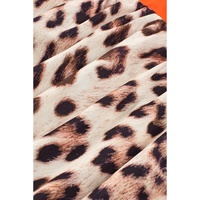 Bright Pink Leopard Colorblock Patchwork Bubble Sleeve Maxi Dress - S thumbnail
