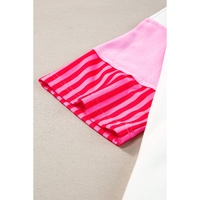 White Stripe Colorblock Patchwork Short Sleeve T Shirt Dress - L thumbnail