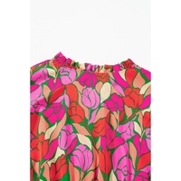 Rose Floral Short Sleeve Smocked Waist Maxi dress - M thumbnail