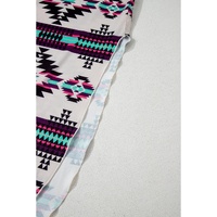 Beige Western Aztec Printed Long T-shirt Dress - L thumbnail