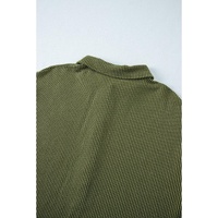 Moss Green Corded Buttons Placket Drop Shoulder Collared Shift Dress - L thumbnail