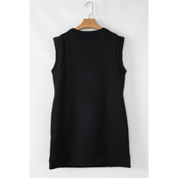 Black Textured Cap Sleeve T-shirt Shift Mini Dress - L thumbnail