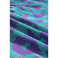 Sky Blue Abstract Print Puff Sleeve Tied Notched Neck Long Dress - M thumbnail