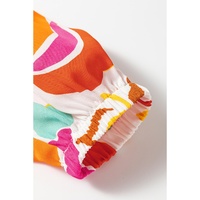 Orange Floral Print Split V Neck Tiered Maxi Dress - L thumbnail