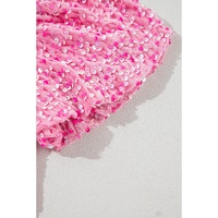 Pink Sequin One Shoulder Puff Sleeve Bodycon Mini Dress - M thumbnail