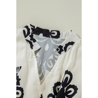 Beige Western Geometric Print 3/4 Sleeve Loose Midi Dress - L thumbnail