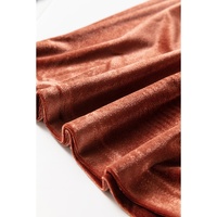 Chestnut Velvet Short Sleeve Shirred Waist Tiered Maxi Dress - L thumbnail