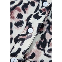 Black Leopard Print Buttoned Front 3/4 Sleeve Tiered Ruffled Hem Dress - M thumbnail