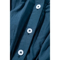 Prussian Blue 3/4 Sleeve Shirred High Waist Buttoned Mini Dress - L thumbnail