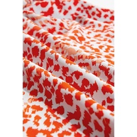 Tomato Red Leopard Print Long Sleeve Hollowed Back Split Mini Dress - S thumbnail