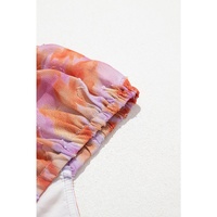 Rose Floral Print Square Neck High Waist Mini Dress - M thumbnail