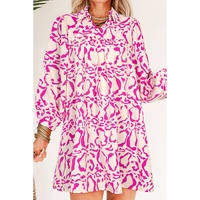 Pink Leopard Print Loose Fit Babydoll Mini Dress - M thumbnail