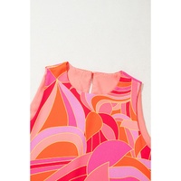 Rose Abstract Floral Print Sleeveless Shift Mini Dress - M thumbnail