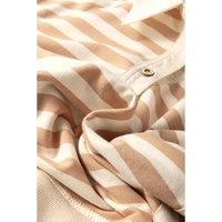 Khaki Stripe Two-in-one Collared Cap Sleeve Patchwork Loose Mini Dress - L thumbnail