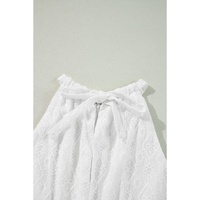 White Lace Sleeveless Knot Hollow Out Back Tied Waist Mini Dress - M thumbnail