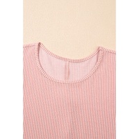 Blossom Corded Knit Crew Neck Puff Sleeve Shift Mini Dress - L thumbnail