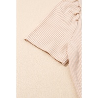 Parchment Corded Knit Crew Neck Puff Sleeve Shift Mini Dress - L thumbnail