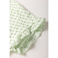 Green Stripe Textured Tiered Short Sleeve Loose Mini Dress - S thumbnail