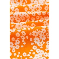 Orange Floral Print Smocked V Neck Wide Sleeve Maxi Dress - L thumbnail