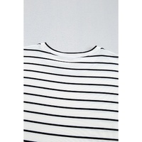 Black Stripe Ruffle Denim Patchwork Round Neck Mini Dress - L thumbnail