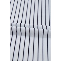 White Stripe Ruffled Short Sleeve Crew Neck T Shirt Shift Mini Dress - S thumbnail