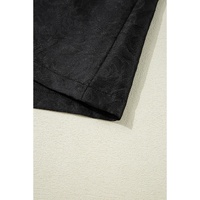 Black Floral Embossed Puff Sleeve Colorblock Bow Collared Mini Dress - M thumbnail