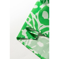 Green Floral Print Puff Half Sleeve V Neck Babydoll Dress - S thumbnail