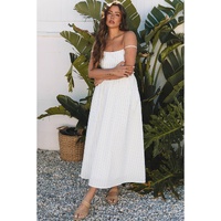 Beige Stripe Spaghetti Strap Pocketed High Waist Maxi Dress - L thumbnail