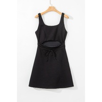 Black Cut Out Front High Waist Tank Mini Dress - S thumbnail