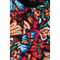 Multicolour Floral Puff Short Sleeve Shirt Mini Dress - M thumbnail