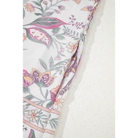 Multicolour Floral Print Fringed Tie U Neck Sleeveless Mini Dress - L thumbnail