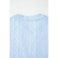 Beau Blue Jacquard Texture Flared Short Sleeve Notched Neck Mini Dress - L thumbnail