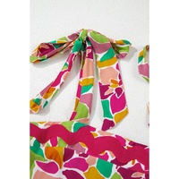 Multicolour Floral Tied Straps Ricrac Trim Maxi Dress - M thumbnail