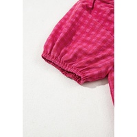 Rose Ginham Check Bubble Sleeve Ruffled Maxi Dress - L thumbnail